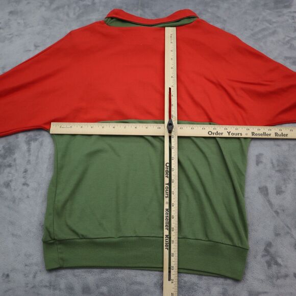 Pykettes Sweater Womens S Red Green Quarter Sleeve Floral Shoulder Pads Pullover - Picture 3 of 16